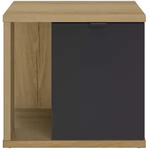 Gami Chevet 1 porte noir mat avec étagère effet bois pas cher