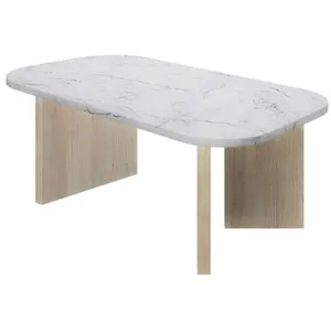 Comparateur de prix : DIAGONE Table basse effet marbre blanc & pieds châtaignier mat