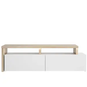 DIAGONE Meuble TV 150 cm FIZZ coloris chêne et blanc pas cher