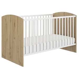 Galipette Lit bébé évolutif arthur 70cm x 140cm effet bois chêne /blanc pas cher
