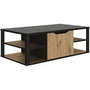 GAMI Table basse style industriel avec coffre central et étagères NEWTON  