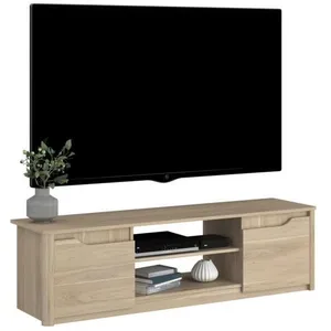 Comparateur de prix : Parisot Meuble TV classique BETTY - Meuble en panneau de particules décor Chêne - L150 x H42 x P60 cm