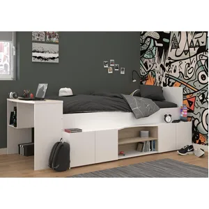 Comparateur de prix : Parisot Lit combiné 90x190 / 90x200 cm avec bureau et rangements CLEO  