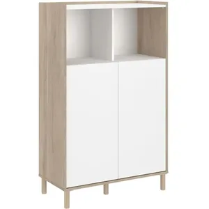 Comparateur de prix : Bahut haut - morphos - décor blanc chene - 2 portes - parisot