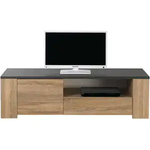 Meuble TV FUMAY coloris chêne brut/béton foncé pas cher
