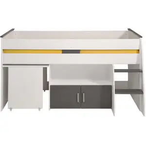 Lit combiné 90x200 cm SPIKE coloris blanc/gris pas cher