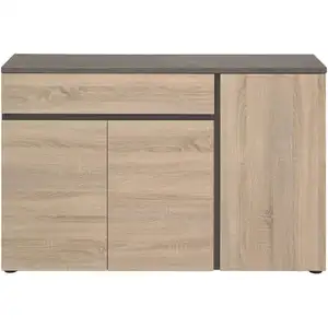 Enfilade 3 portes FUMAY coloris chêne brut et béton pas cher