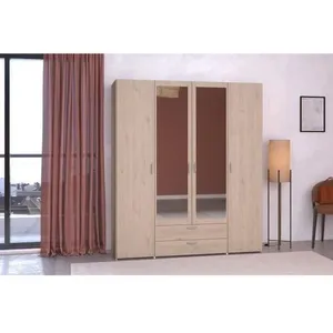 Comparateur de prix : Parisot Camif Armoire 4 Portes 2 Miroirs 2 Tiroirs Effet Bois