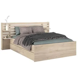 Comparateur de prix : Parisot Lit 160x200 cm avec rangements ESCALE 2 imitation chêne