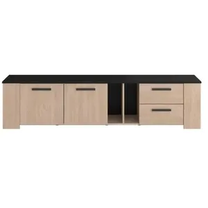Parisot Meuble TV HELMA - 2 tiroirs et 2 portes - L 182 x H 43 x P 40 cm pas cher