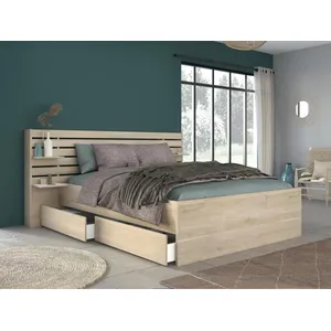 VENTE-UNIQUE Lit 160 x 200 cm avec rangements - Coloris : Naturel - TENALIA II