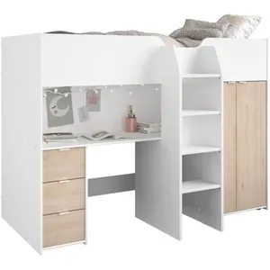 Parisot Lit combiné avec armoire de rangement et bureau 90x200cm THOMAS pas cher