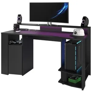 Comparateur de prix : Parisot Bureau gaming LED - Grande zone de jeu - Noir - L 152 x P 61,5 x H 86,7 cm - GAMING
