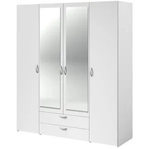 Comparateur de prix : Parisot Armoire 4 portes 2 tiroirs 1 miroir L160cm DAISY blanc Taille unique