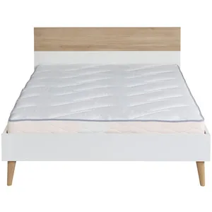 Comparateur de prix : BUT Lit 140x190 cm ALBORG blanc et imitation chêne