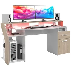 Comparateur de prix : Parisot Bureau gaming sylver avec éclairage led - décor chêneblanc brillant SILVER6890STAT