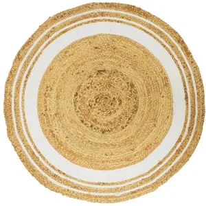 Tapis - JUTE - D90 - Rond - Beige - Coton - 90 cm de diamètre pas cher
