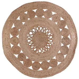 Tapis rond jute ajouré 90 cm pas cher