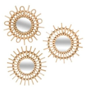 Atmosphera Créateur D'intérieur - Lot de 3 miroirs rotin soleil D28