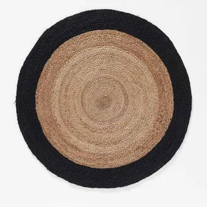 Douceur D'intérieur - Tapis rond 90 cm jute Salem noir pas cher