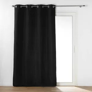 Rideau à oeillets occultant isolant 135x260 cm Micropolar noir pas cher