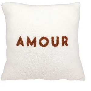 OSTARIA Housse de coussin 40x40 cm bouclette Amour 40 X 40 Blanc pas cher