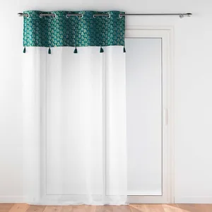 Douceur D'intérieur - Voilage à oeillets 140x240 sable top velours pom... pas cher