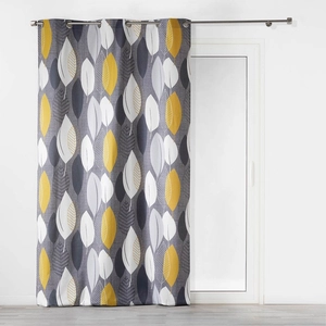 DOUCEUR D'INTERIEUR Rideau à oeillets 140x240 cm Leafy jaune coton pas cher