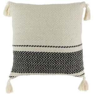 DECORATIE Coussin 40x40 Ethnique rayures 40 X 40 Beige, Noir pas cher