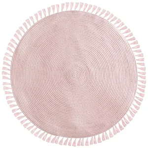 ATMOSPHERA CREATEUR D'INTERIEUR Tapis à Franges Rose avec Lurex doré intégré 90 cm pas cher