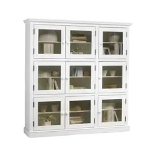 Comparateur de prix : Bibliothèque Blanche 9 Portes Vitrées de Style  