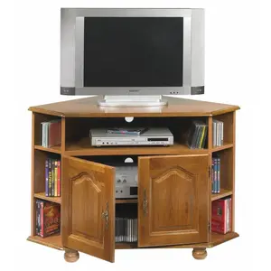 Comparateur de prix : BEAUX MEUBLES PAS CHERS Meuble TV d'Angle Chêne 2 Portes - L 114 x l 77 x H 77 cm