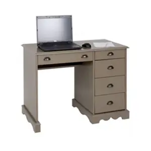 Comparateur de prix : ACTUAL DIFFUSION Bureau Demi-Ministre Taupe de Style Anglais - Marron - 5 tiroirs
