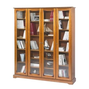 Comparateur de prix : Beaux Meubles Pas Chers - Bibliothèque 4 Portes Vitrées Merisier 18 Ni...