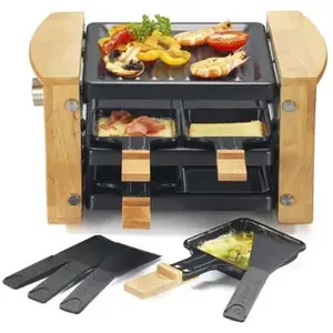 Appareil à raclette 4 personnes 650w + grill Kitchen Chef kcwood.4rp pas cher