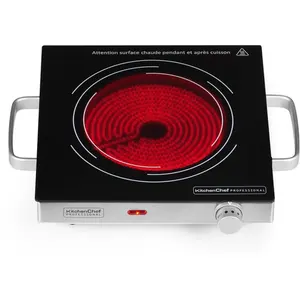 Comparateur de prix : Plaque vitrocéramique Kitchen Chef KCP.PV2000 2000 W Noir et Argent
