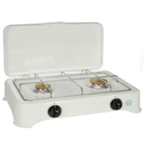 KitchenChef Réchaud gaz 2 brûleurs émaillé blanc 5326C Kitchen Chef Professional pas cher