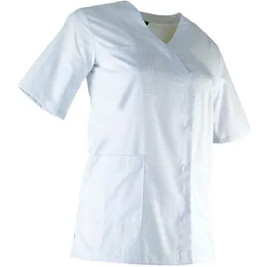 Blouse courte femme mc clinique - blanc l - 4 pas cher