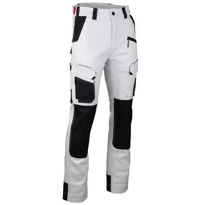 LMA Pantalon Cellule stretch bicolore avec poches genouillères - Blanc/Gri... pas cher