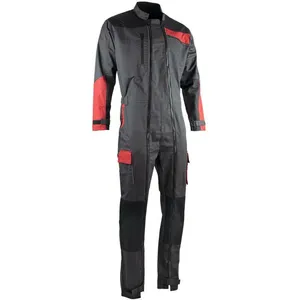 Combinaison de travail double zip tricolore LMA sesame Gris / Rouge s