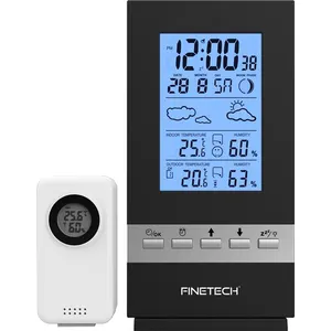 FINETECH Station météo, réveil, horloge et calendrier. - Akor - Noir pas cher