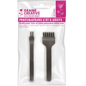 Graines Creatives 2 perforateurs 2 et 6 dents pour cuir et pâte polymère pas cher