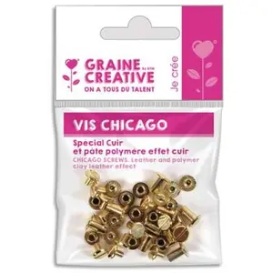 Comparateur de prix : Graine Creative 20 vis Chicago dorées - attaches cuir 10 mm x Ø 9,5 mm