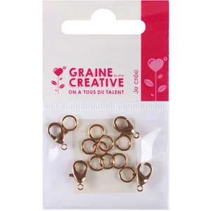 DTM Lot de 4 fermoirs mousquetons et 10 anneaux brisés couleur bronzeVendu parscrapmalin
