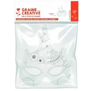 GENERIQUE Lot de 6 masques en carton à décorer Licorne - BlancVendu parcdiscount