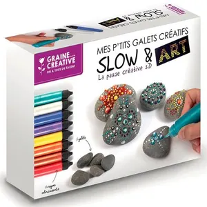 Comparateur de prix : GRAINE CREATIVE ON A TOUS DU TALENT Coffret mon atelier de Galets créatifs + 8 crayons