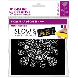 Lot de 5 cartes Mandala à décorer Slow & Art - fond noir pas cher