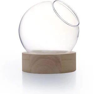 DTM Vase globe en verre avec socle en bois - Ø 20 cm x 21 cmVendu parscrapmalin