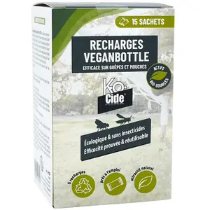 Comparateur de prix : K-OCIDE - Recharge pour piège Veganbottle volants - Recharge pour piège mouches et guêpes - Attractif naturel homologué - 5 recharges