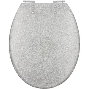 Comparateur de prix : HOME MAISON Abattant WC 'Glitter' pailleté Design Argent 35.5 x 46.5 x 5.5